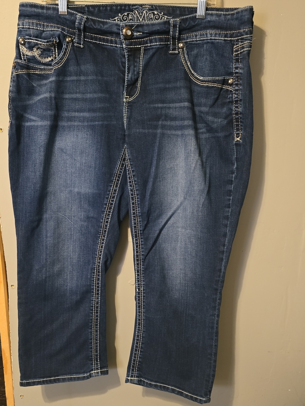 Maurices Dark Indigo Cropped Jeans with Contrast Stitching